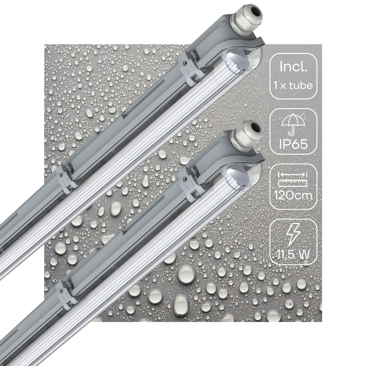 2 PACK - LED's Light Complete LED TL lamp met LED buis 120 cm - Binnen en buiten - 2130 lm - 1x11,5W - 4000K - High Efficiency - Energie Label B led.gl