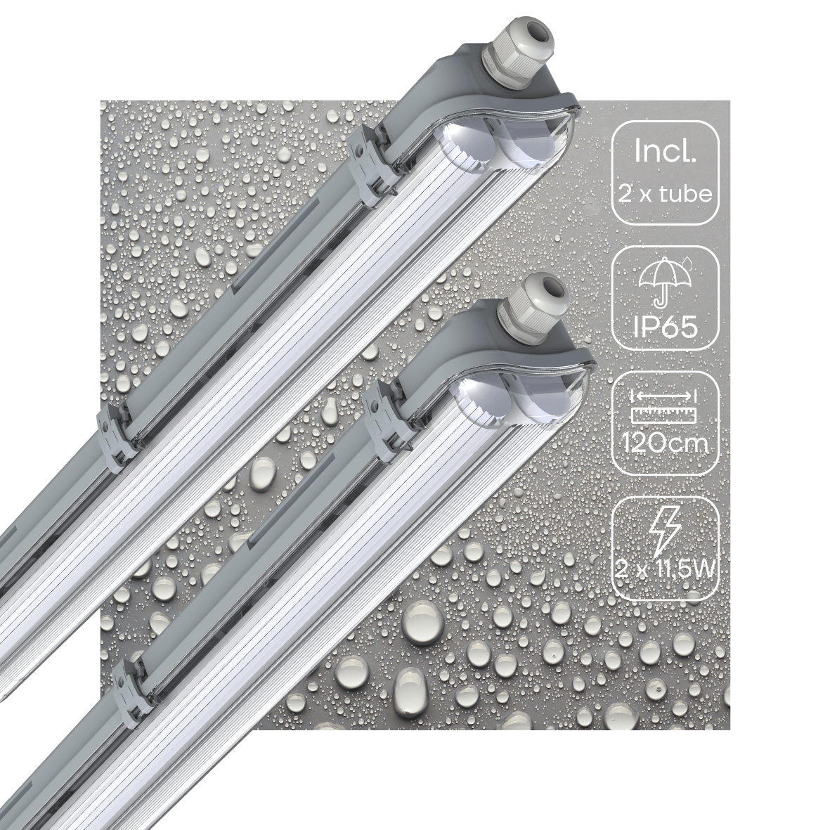 2 PACK -LED's Light Dubbele LED TL lamp 120 cm - compleet met LED buizen - Binnen en buiten - 4260 lm - 4000K - 2x11.5W - 185lm/w - Energielabel B led.gl