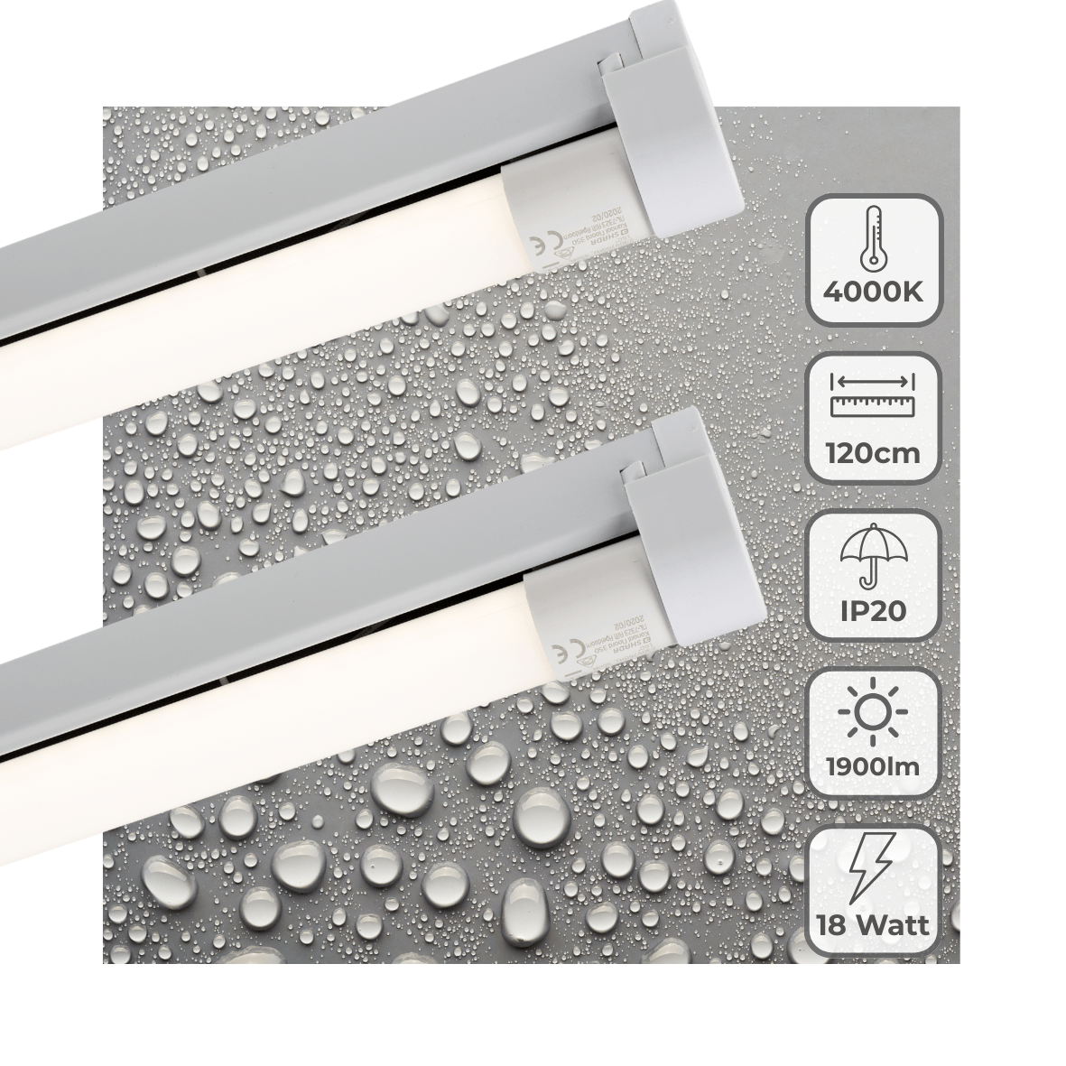 2 PACK - LED's Light LED licht balk 120 cm voor binnen - Armatuur inclusief LED TL buis - 1900 lm TL verlichting led.gl
