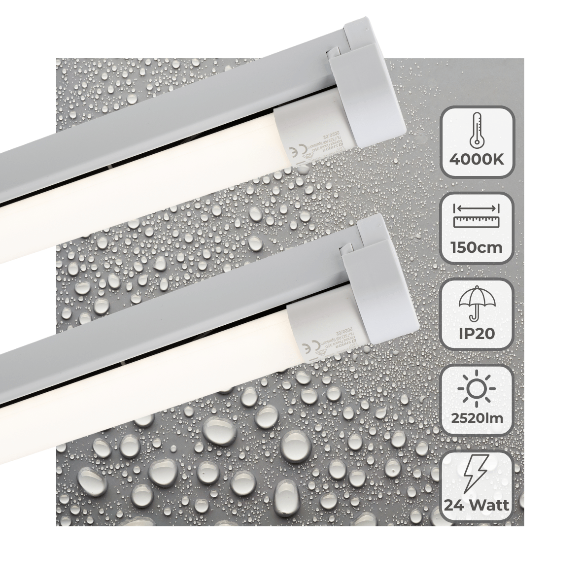 2 PACK - LED's Light LED licht balk 150 cm voor binnen - Armatuur inclusief LED TL buis - 2520 lm TL verlichting led.gl