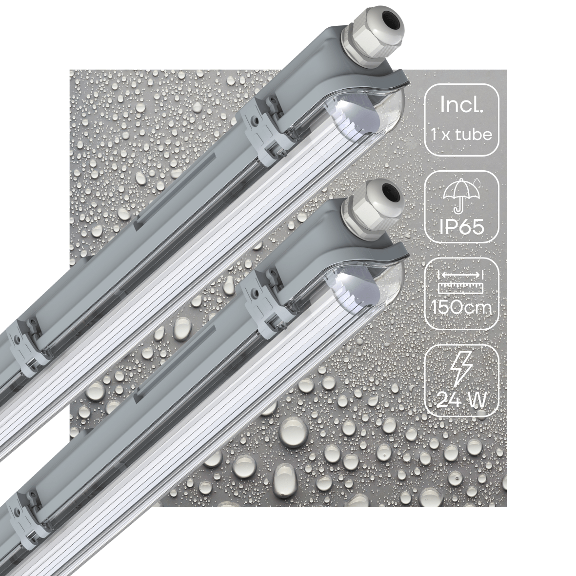 2 PACK - LED's Light LED TL armatuur met lamp 150 cm - Koud wit licht 6500 K - Waterdicht - Complete set led.gl