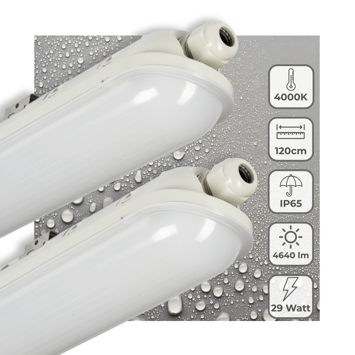 2 PACK - LED's Light Pro Koppelbaar LED TL armatuur compleet 120 cm - Waterdicht - 4640 lm 29W 4000K 160lm/w TL verlichting led.gl