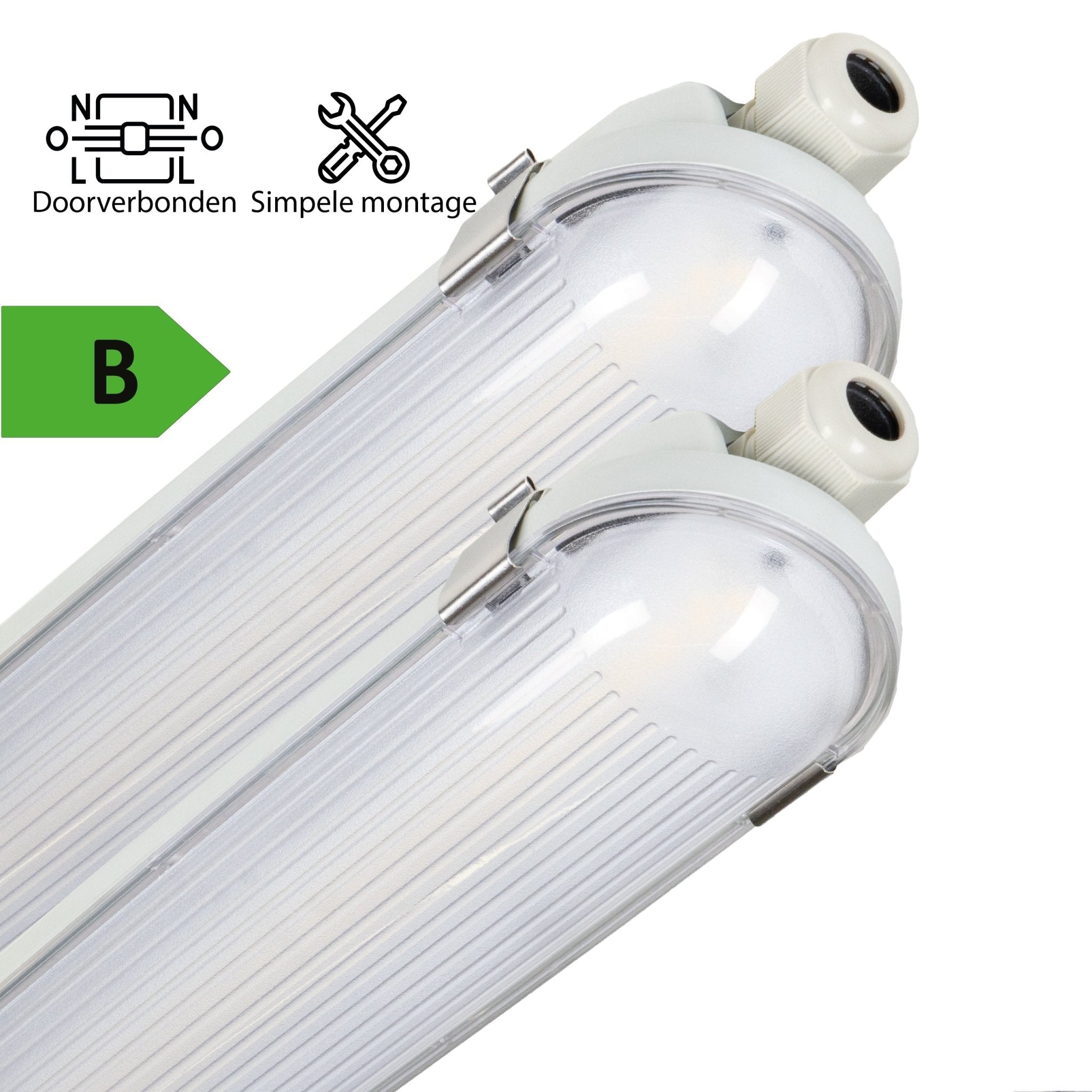 2 PACK - LED's Light Pro Philips Koppelbare TL armatuur 150 cm - 40W - Energielabel B - Dimbaar licht - 7200 lm - 180Lm/W - IP65 - 4000K - IK08 TL verlichting led.gl