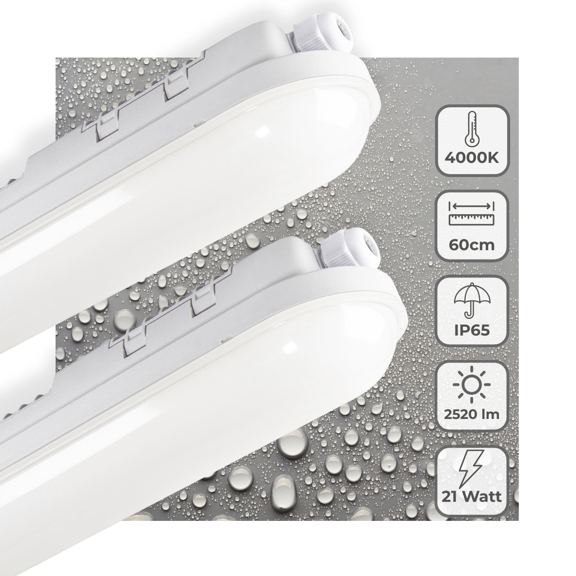 2 PACK - LED's Light Pro TL armatuur 60 cm – Geschikt voor binnen en buiten – 2500 lumen – IP65 waterdicht TL verlichting led.gl