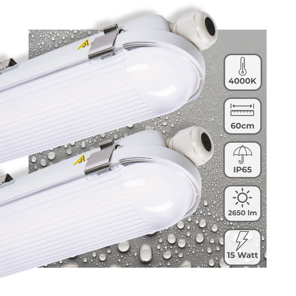 2 PACK - LED's Light Pro Philips TL Armatuur Strip 60 cm - Koppelbaar - Energielabel B - IP65 waterdicht - 2650 lm - 175lm/w TL verlichting led.gl