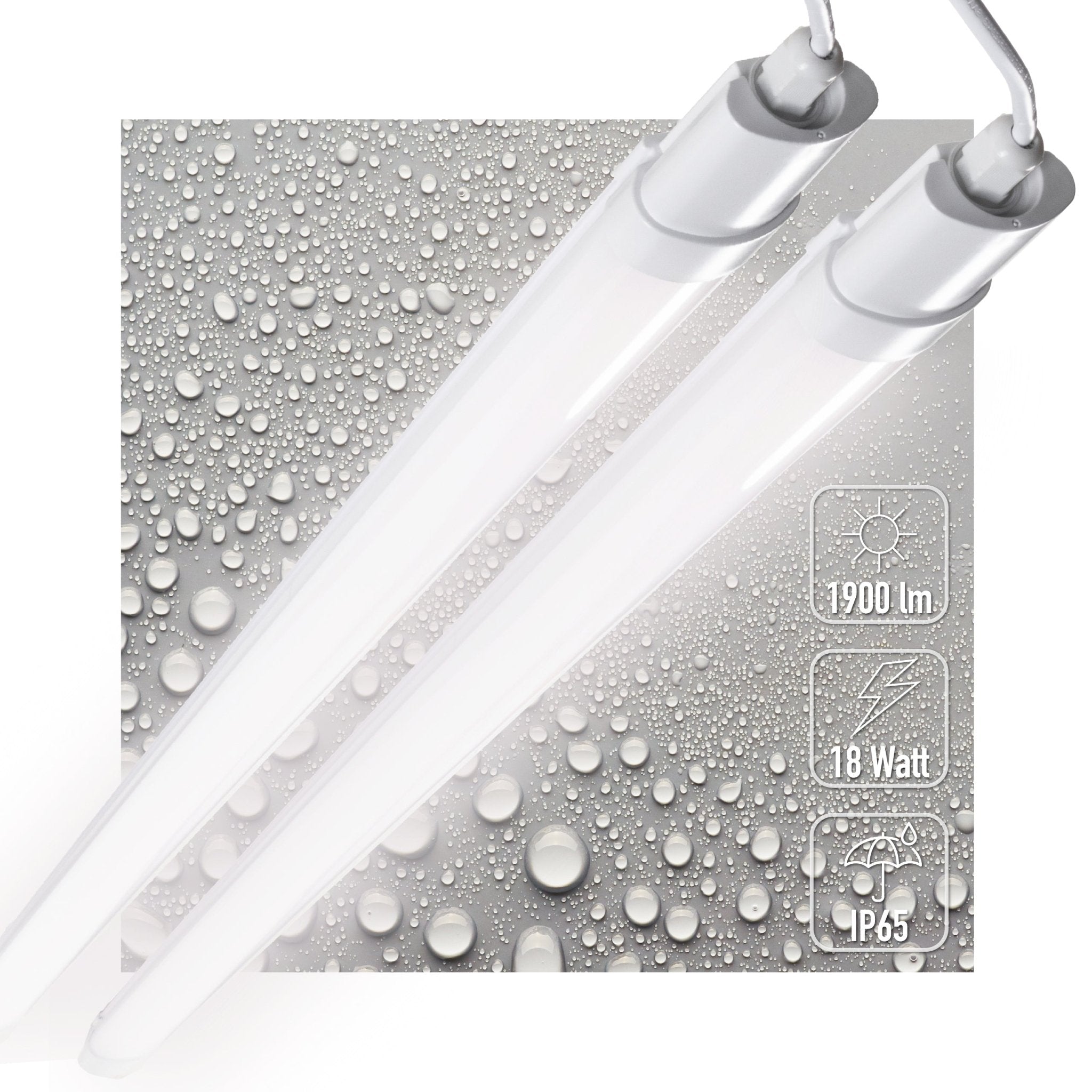 2 PACK - LED's Light TL Licht balk Batten 120 cm - Geschikt voor alle binnen en vochtige ruimtes - 18W - IP65 - IK08 - 1900lm TL verlichting led.gl