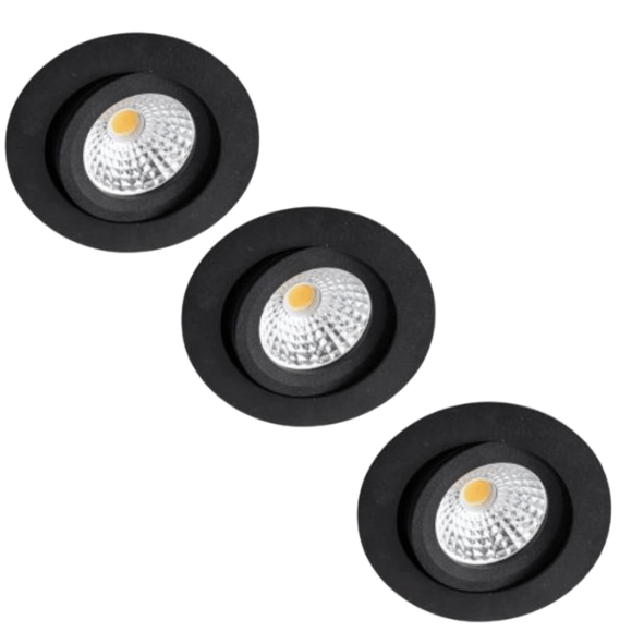 3 PACK - LED's Light Pro LED Inbouwspot Zwart - DimToWarm - Ø 68mm - Kantelbaar - Warm wit licht - CRI95- Dimbaar Inbouwspots led.gl