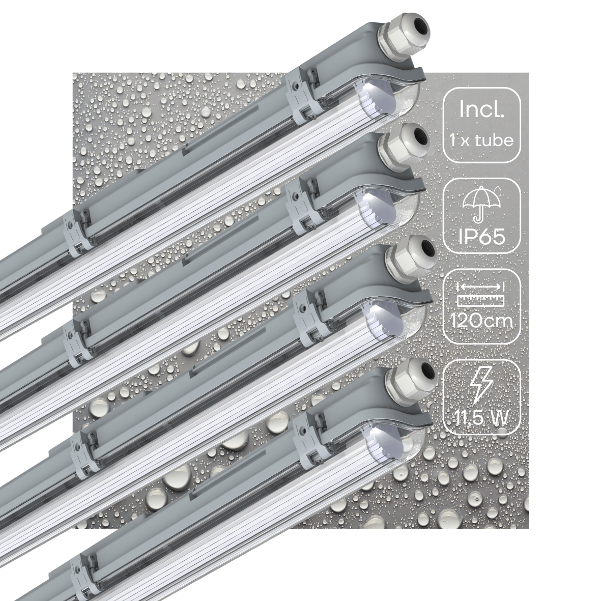 4 PACK - LED's Light Complete LED TL lamp met LED buis 120 cm - Binnen en buiten - 2130 lm - 1x11,5W - 4000K - High Efficiency - Energie Label B led.gl