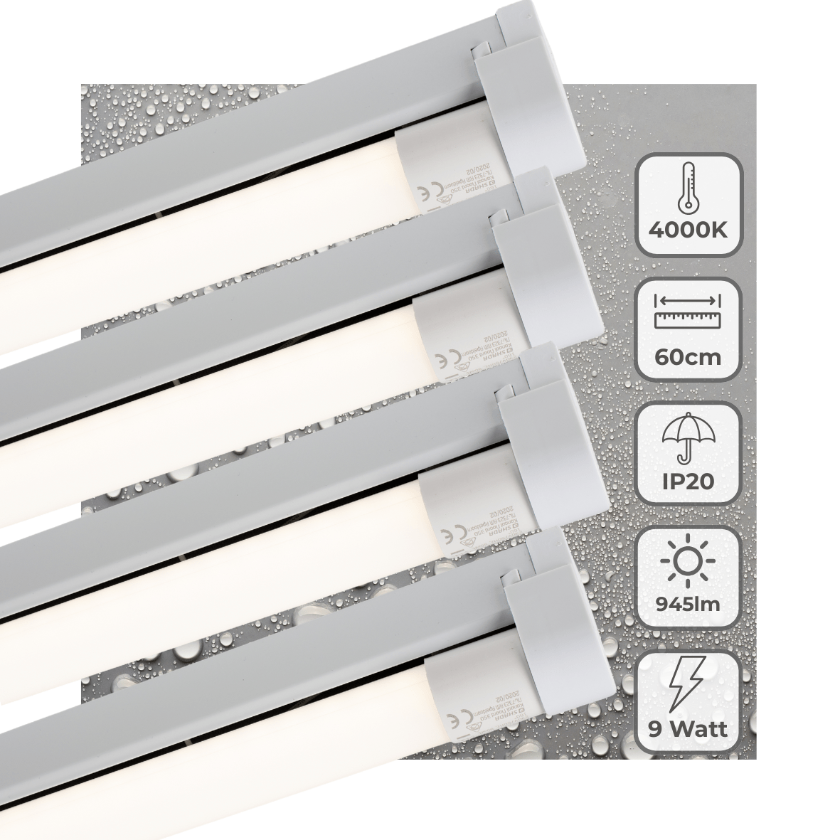4 PACK - LED's Light LED licht balk 60 cm voor binnen - Armatuur inclusief LED TL buis - 1000 lm TL verlichting led.gl