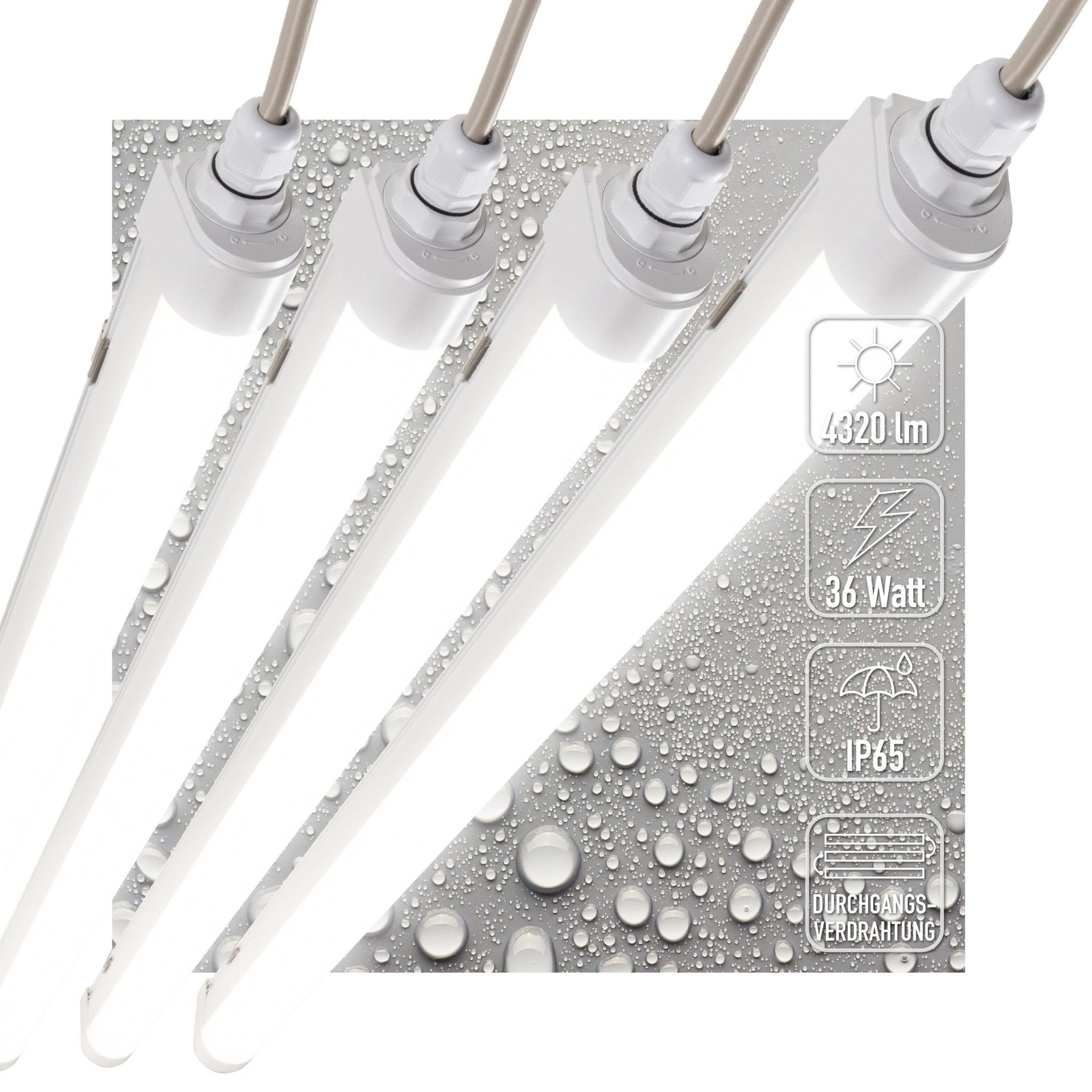 4 PACK - LED's Light LED TL lamp compleet - Koppelbaar tot 10 lampen - Waterdicht - 36W, 120cm, 4320lm 4000K - IP65 IK08 TL verlichting led.gl