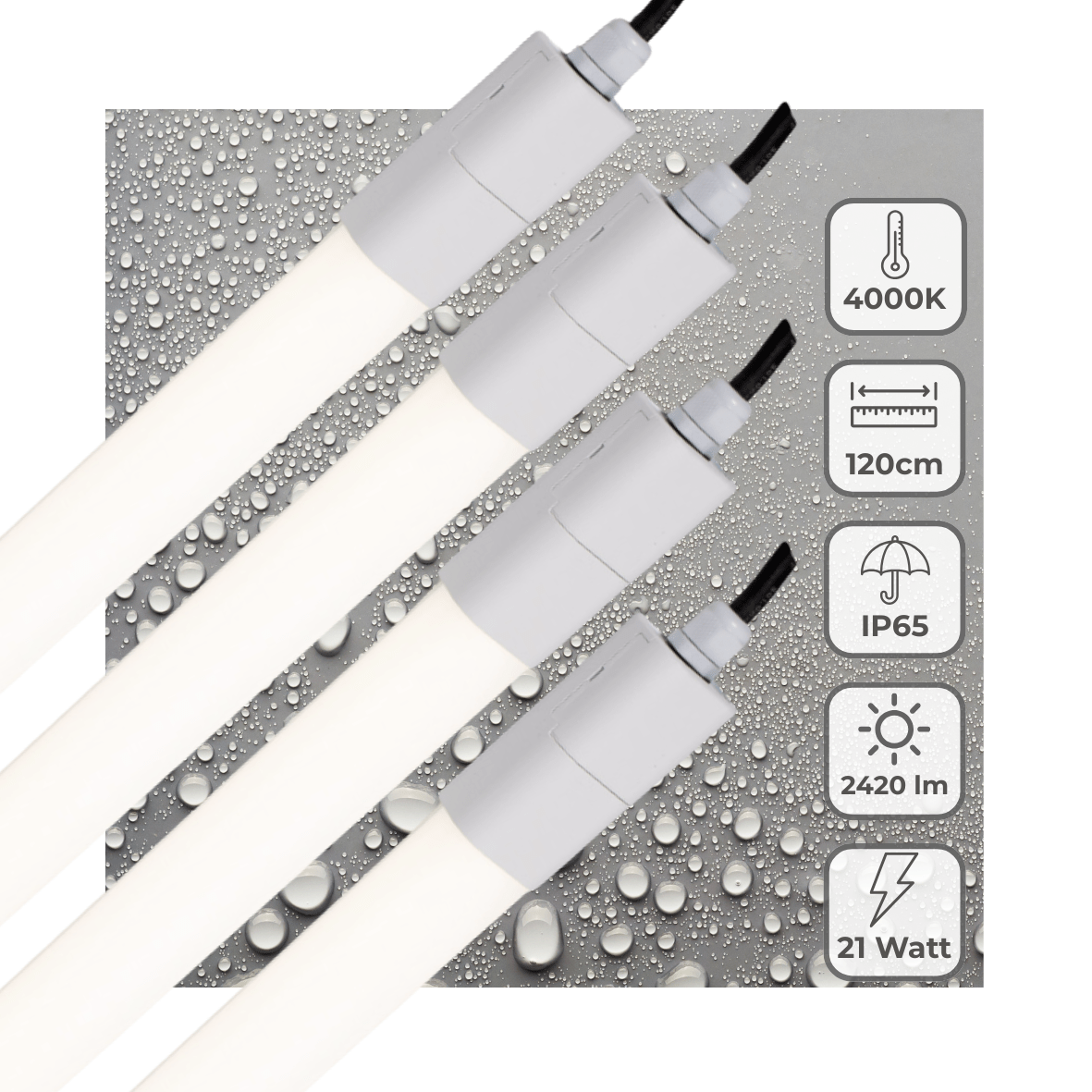 4 PACK - LED's Light LED TL verlichting compleet 120 cm - Geschikt voor buiten en binnen - 2420 lm TL verlichting led.gl