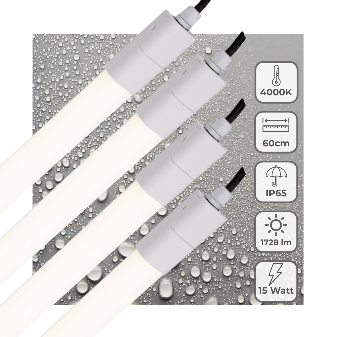4 PACK - LED's Light LED TL verlichting compleet 60 cm - Geschikt voor buiten en binnen - 1725 lm TL verlichting led.gl