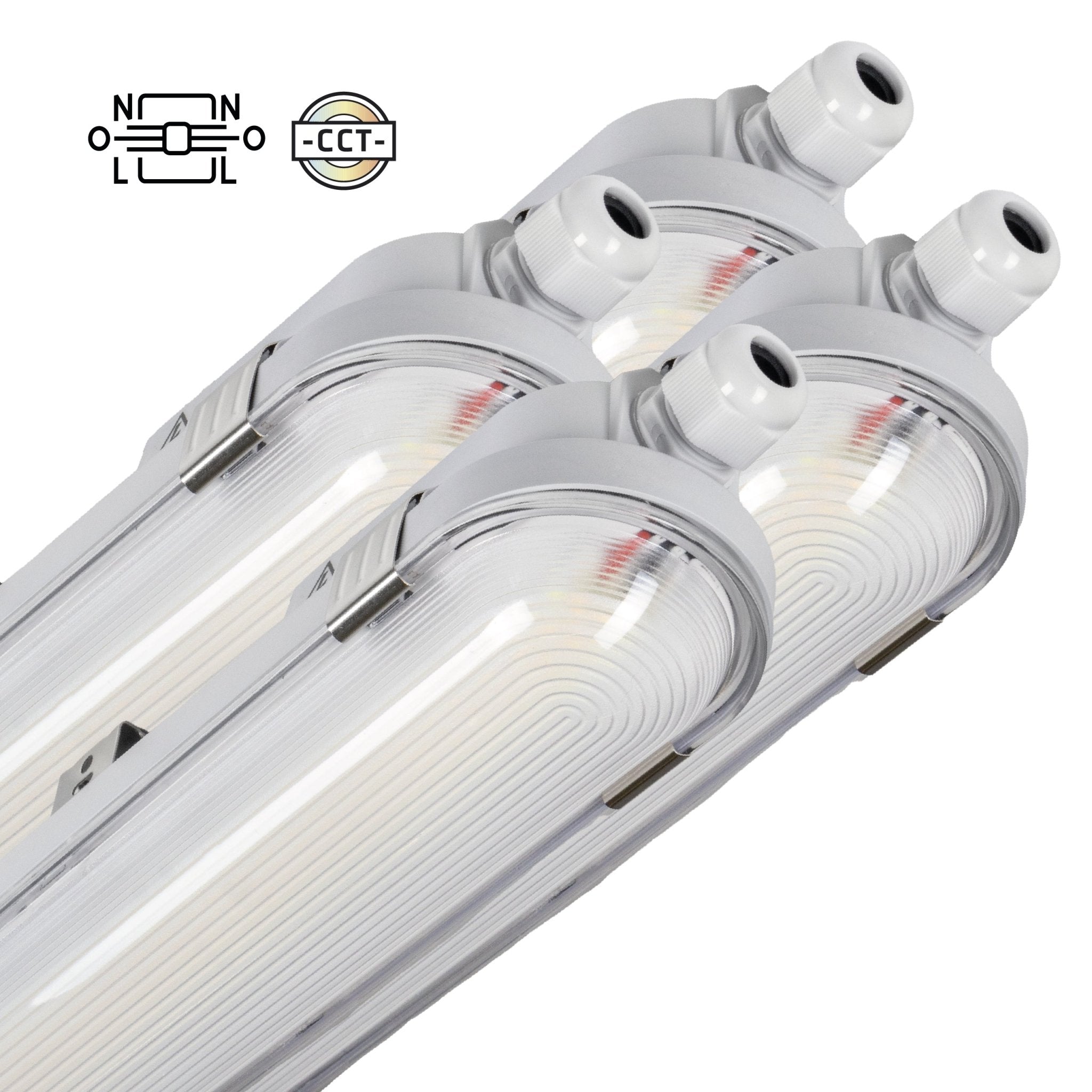 4 PACK - LED's Light pro Koppelbaar CCT/Power select TL armatuur met Strip - 180lm/w 39W 150cm 7020lm 3000K/4000K/6500K - IP65 IK08 TL verlichting led.gl