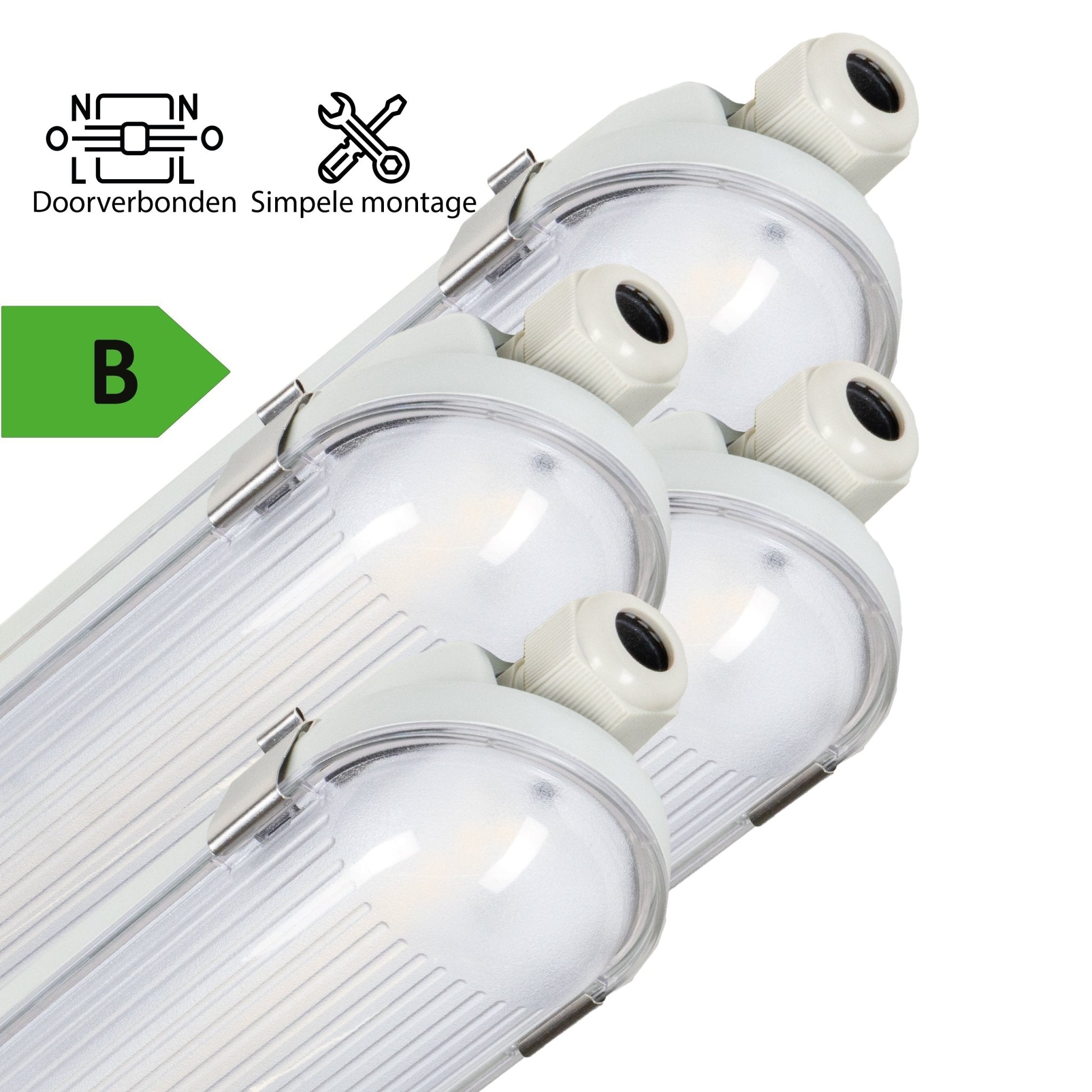 4 PACK - LED's Light Pro Philips Koppelbare TL armatuur 150 cm - 40W - Energielabel B - Dimbaar licht - 7200 lm - 180Lm/W - IP65 - 4000K - IK08 TL verlichting led.gl