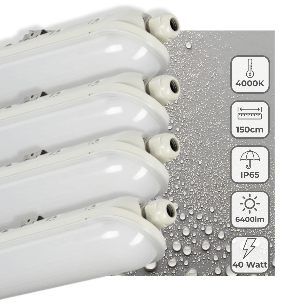 4 PACK - LED's Light Pro Premium Koppelbaar LED TL armatuur 40W 150cm 6400lm 4000K 160lm/w TL verlichting led.gl