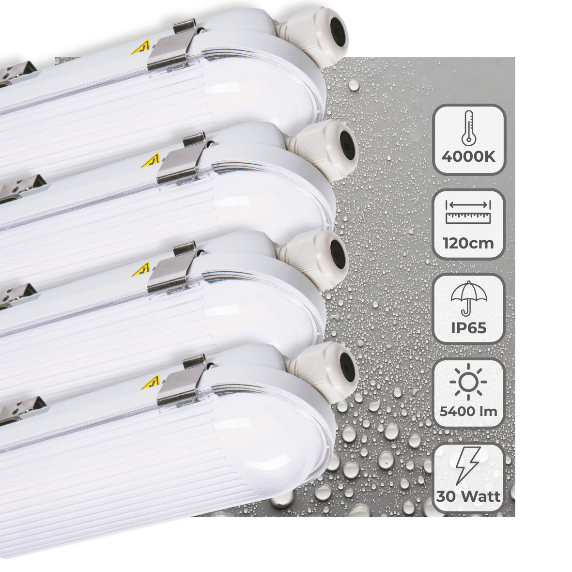 4 PACK -LED's Light Pro Philips TL armatuur met strip 120 cm - Koppelbaar - Power switch - Energielabel B - 5400 lm - 185lm/w - 30W - 4000K TL verlichting led.gl