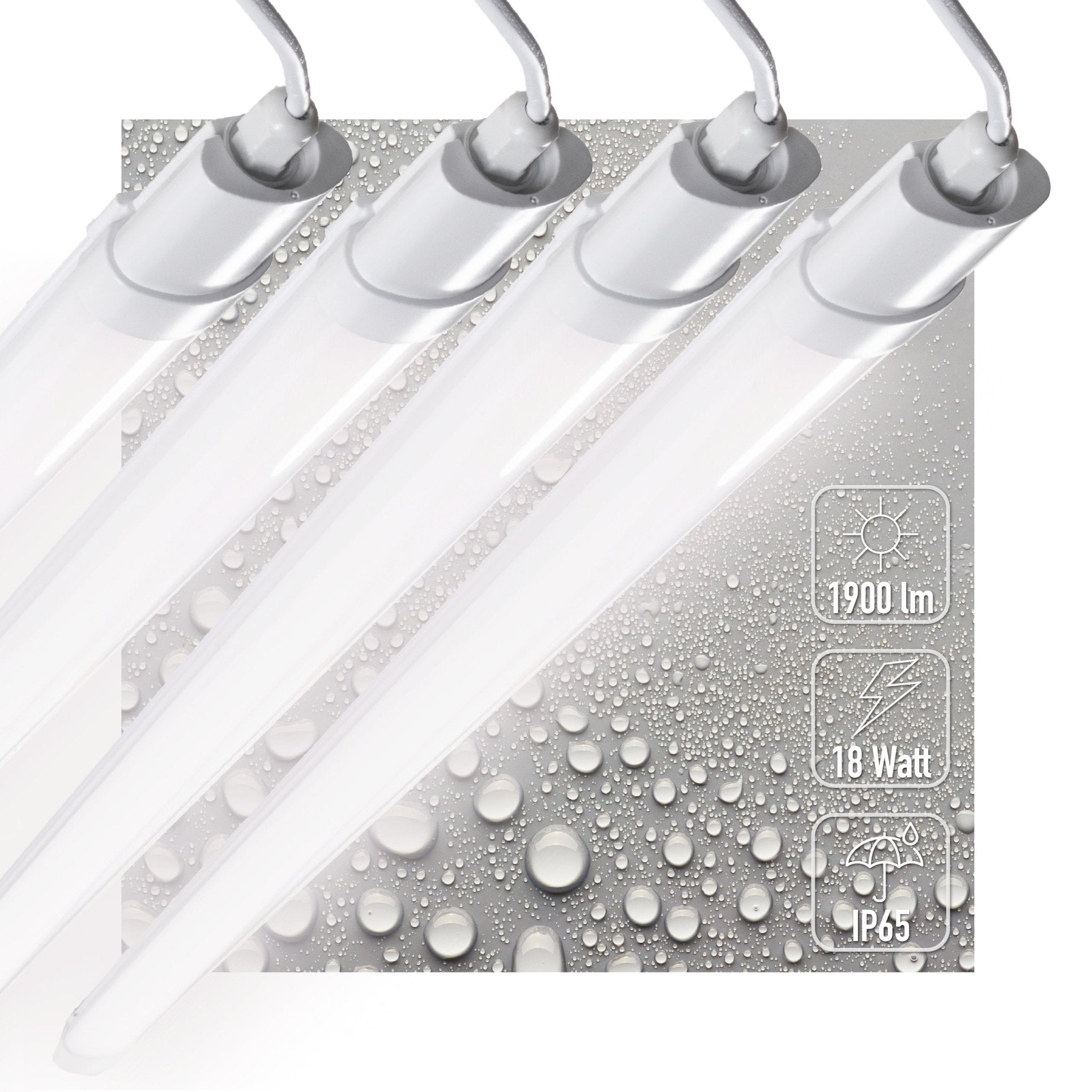 4 PACK - LED's Light TL Licht balk Batten 120 cm - Geschikt voor alle binnen en vochtige ruimtes - 18W - IP65 - IK08 - 1900lm TL verlichting led.gl