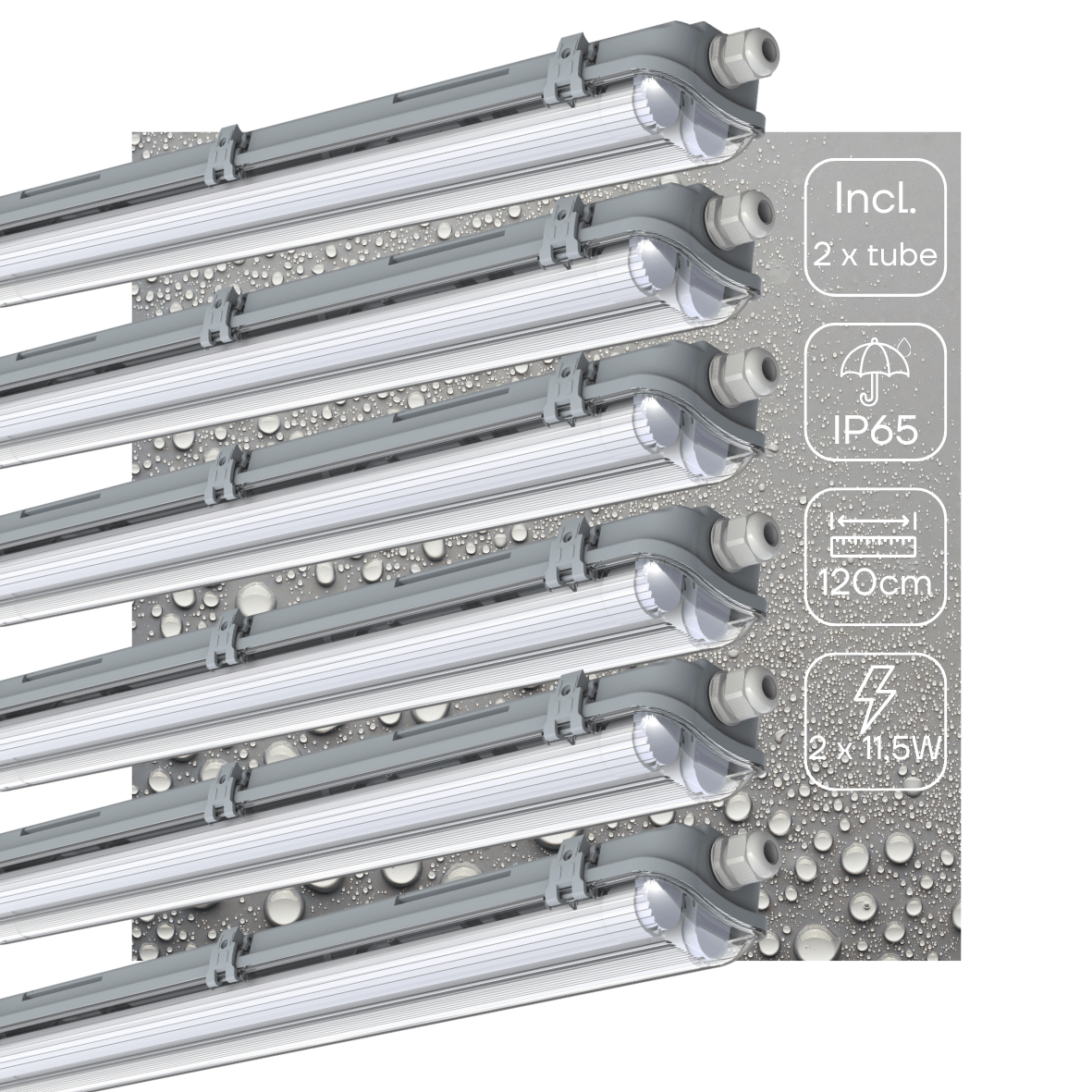6 PACK - LED's Light Dubbele LED TL lamp 120 cm - compleet met LED buizen - Binnen en buiten - 4260 lm - 4000K - 2x11.5W - 185lm/w - Energielabel B led.gl