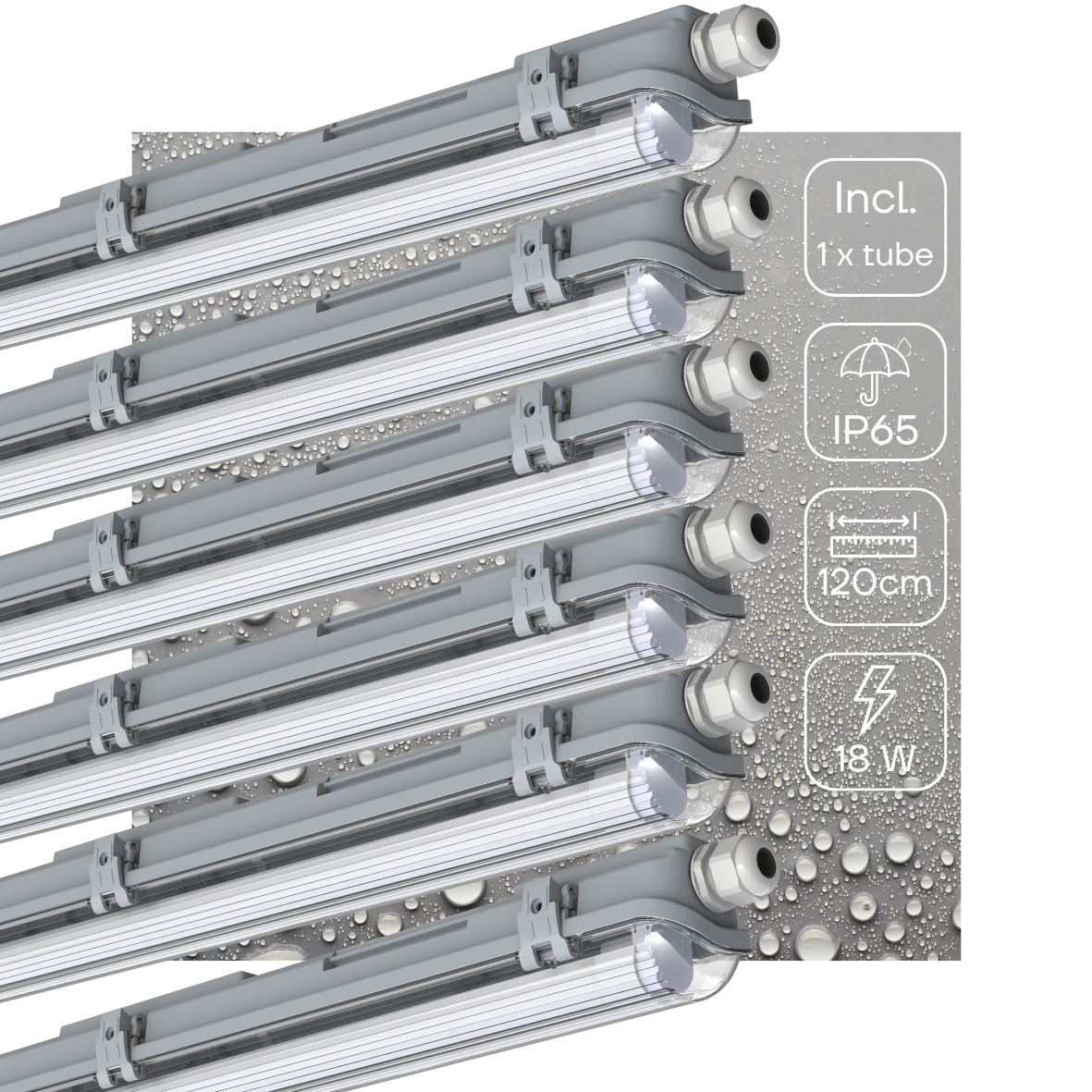 6 PACK - LED's Light LED TL armatuur met lamp 120 cm - Koud wit licht 6500 K - Waterdicht - Complete set led.gl