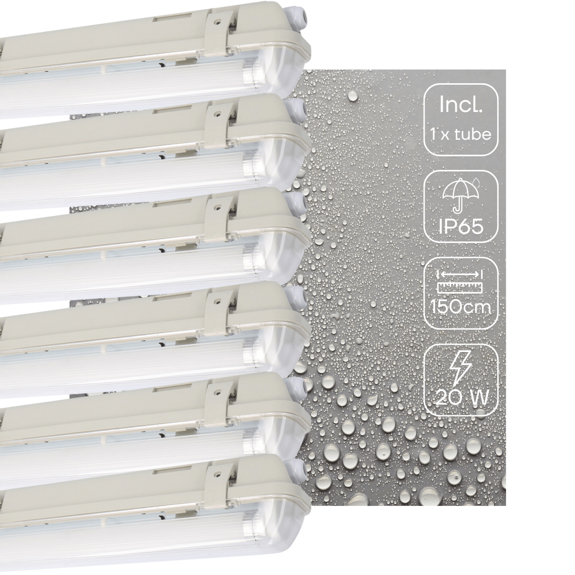 6 PACK - LED's Light LED TL lamp met sensor 150 cm - Bewegingssensor en nachtsensor - Waterdicht - 3100 lm led.gl