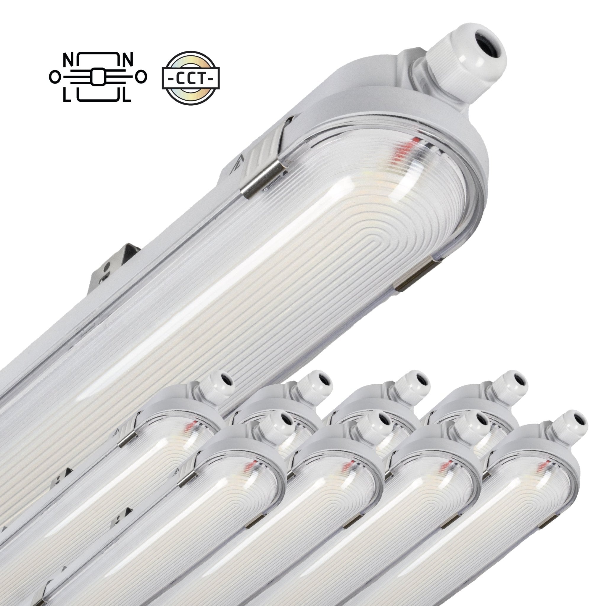 9 PACK - LED's Light pro Koppelbaar CCT/Power select TL armatuur met Strip - 180lm/w 39W 150cm 7020lm 3000K/4000K/6500K - IP65 IK08 TL verlichting led.gl