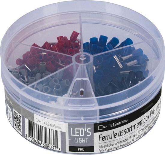 Adelhulzen assortiment set - 5 maten van 0.5mm² tot 2.5mm² - 400 stuks Snoeren led.gl