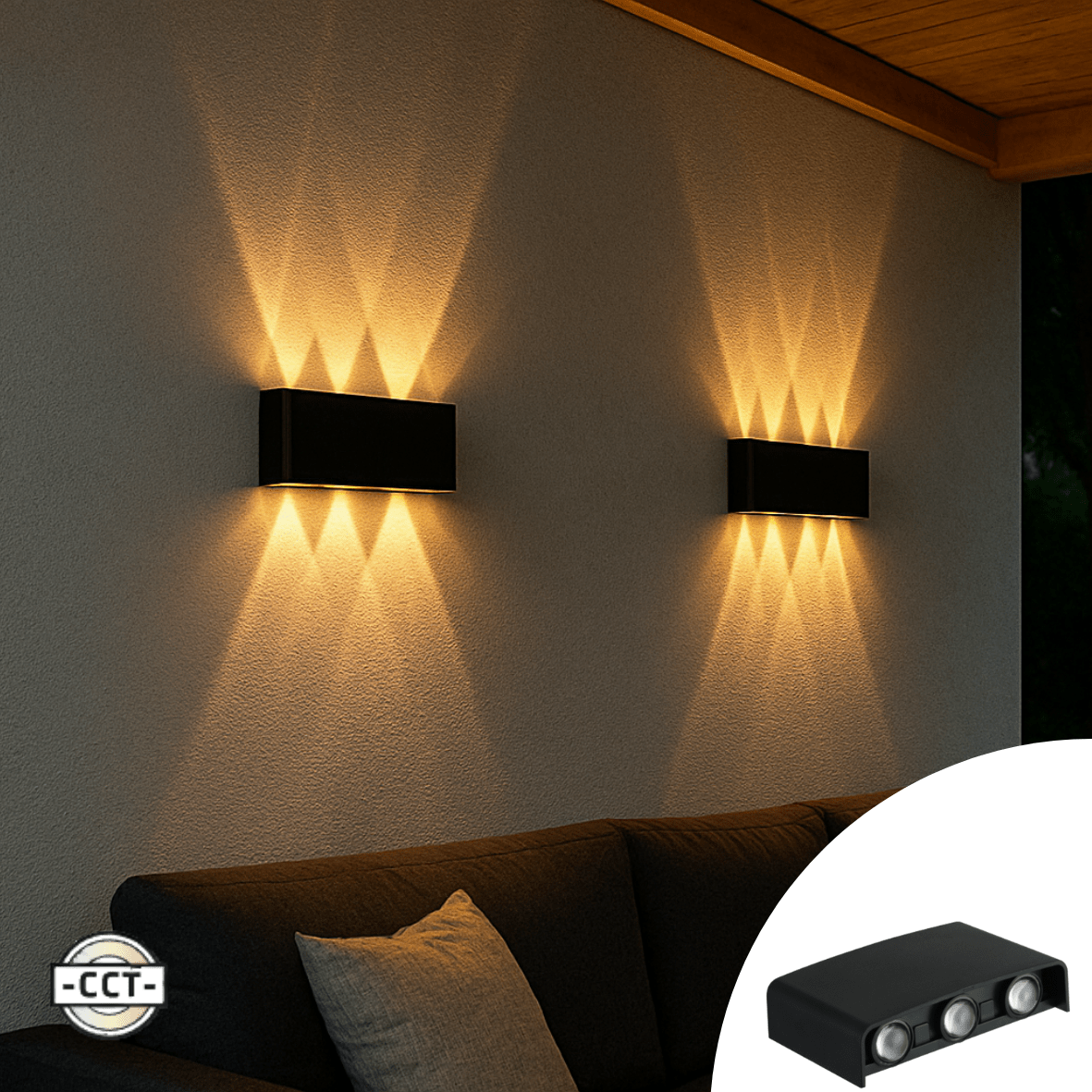 Buitenlamp met Lichtbron - Wandarmatuur - 450lm 2000K/2700K/4000K - Zwart - IP65 led.gl
