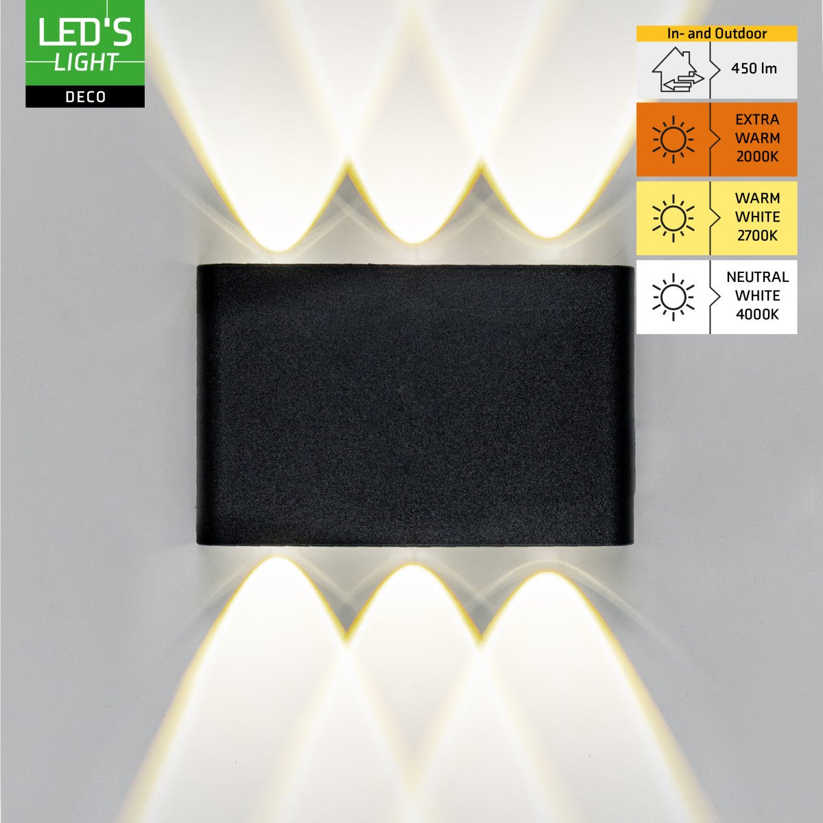 Buitenlamp met Lichtbron - Wandarmatuur - 450lm 2000K/2700K/4000K - Zwart - IP65 led.gl