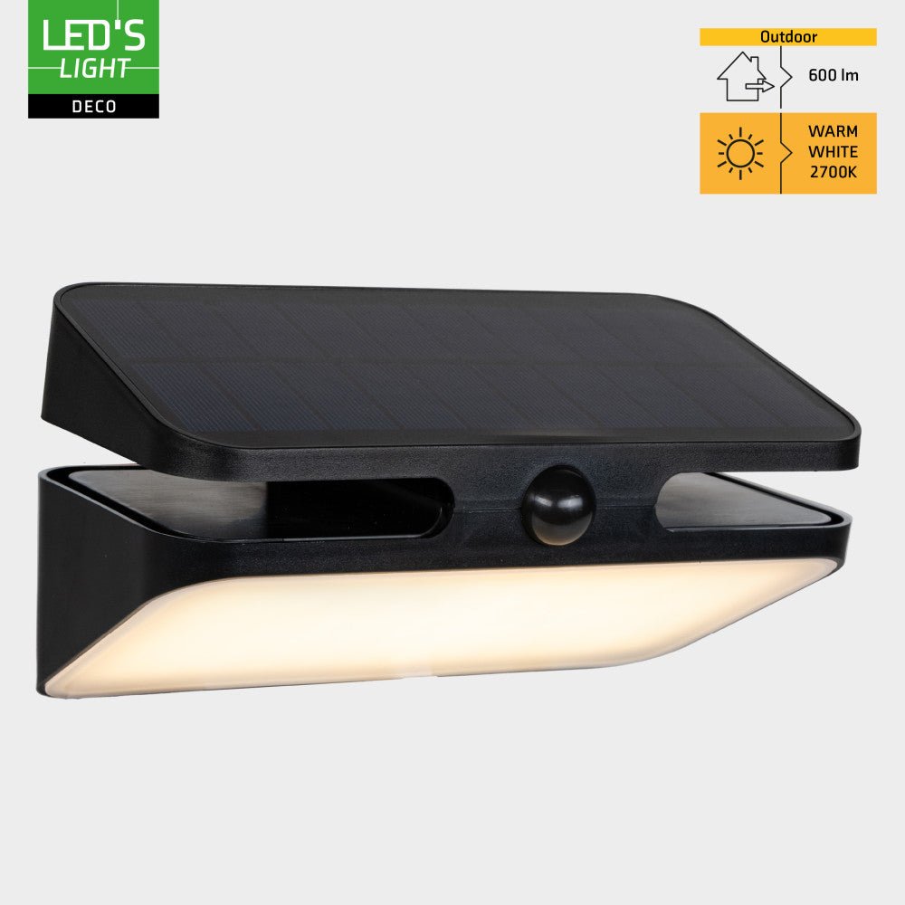 LED's Light Deco Solar buitenlamp - 600lm 2700K - Zwart - IP54 - Sensor Wandlampen led.gl