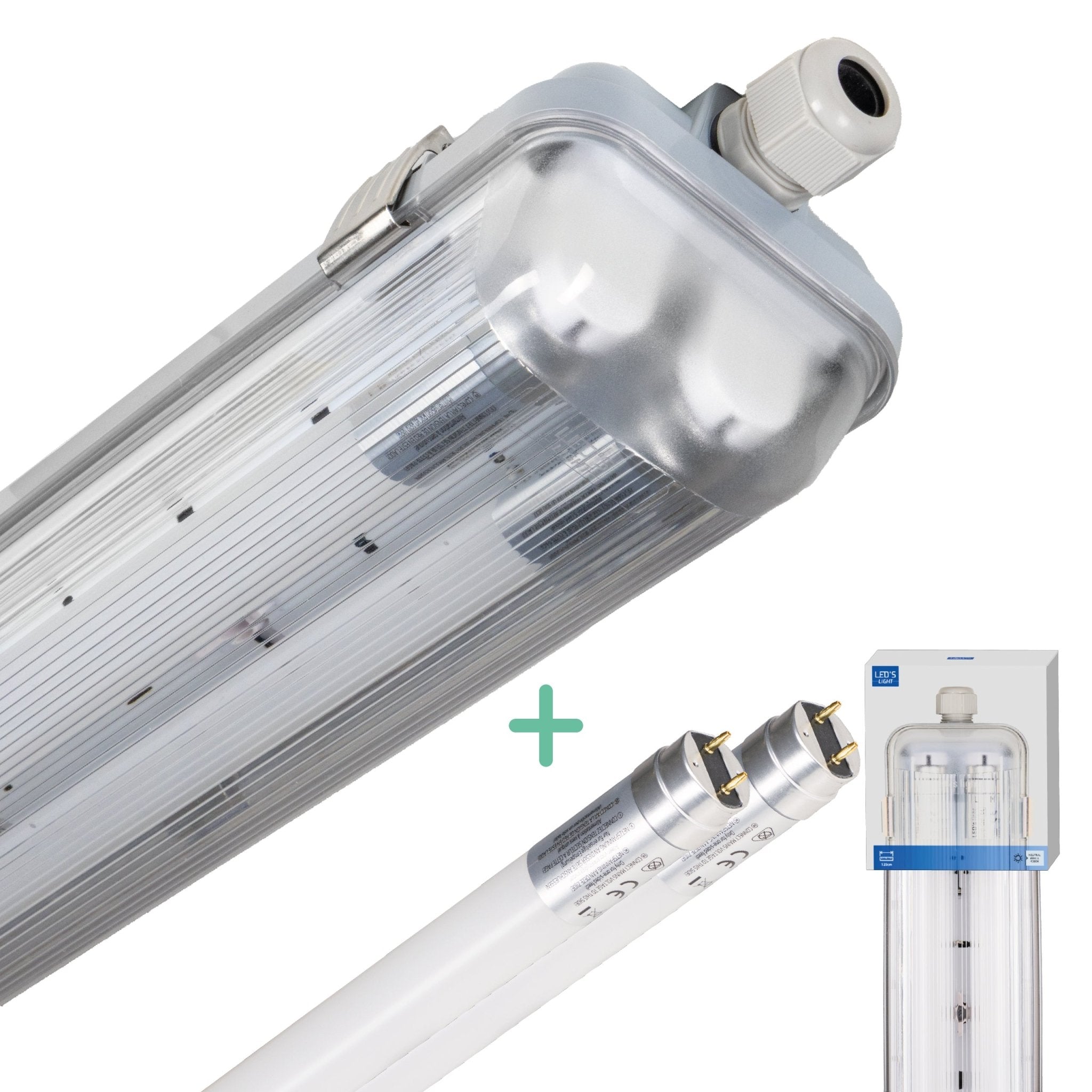 LED's Light Dubbele LED TL lamp 120 cm - compleet met LED buizen - Binnen en buiten - 4260 lm - 4000K - 2x11.5W - 185lm/w - Energielabel B TL verlichting led.gl