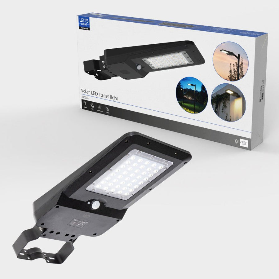 LED's Light LED Solar buitenstraatverlichting straatverlichting Lantaarnpaal 3000 lm 4000 K – Zwart Schijnwerpers led.gl