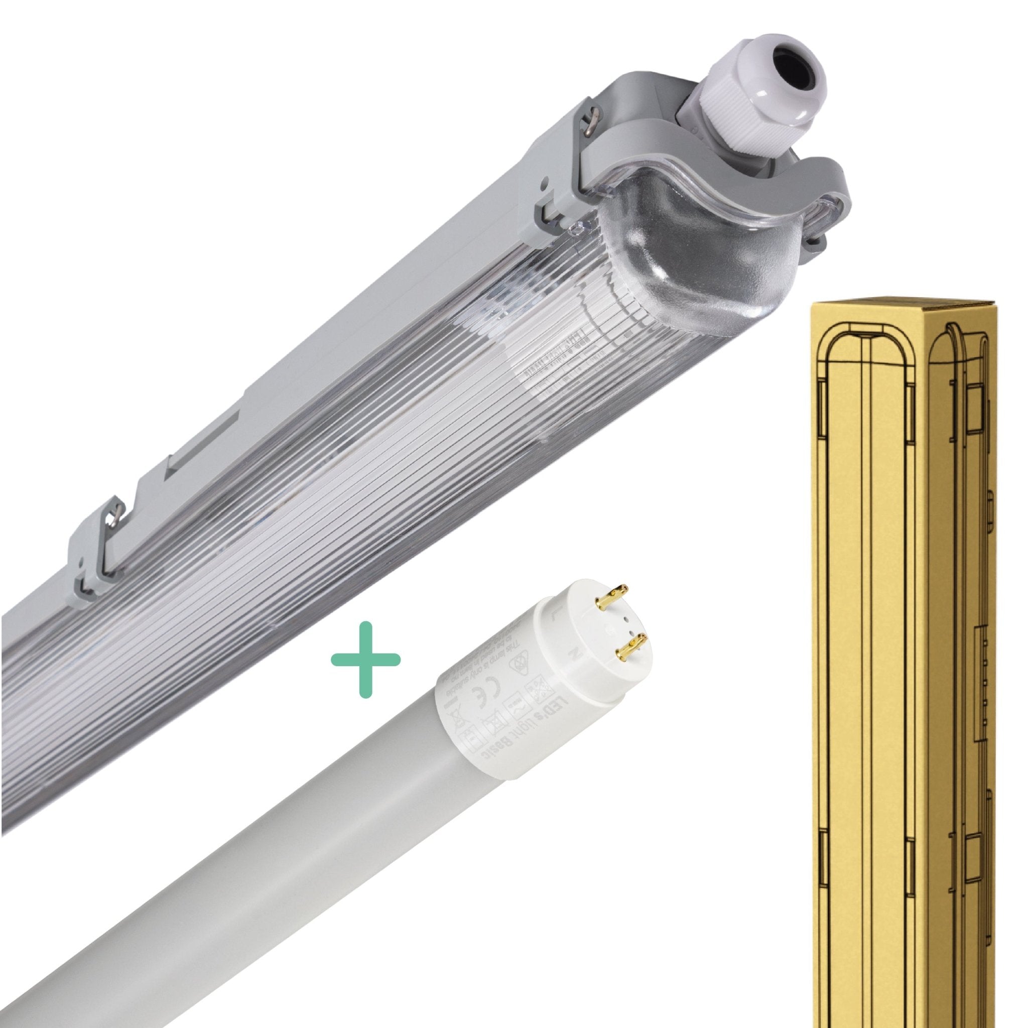 LED's Light LED TL armatuur met lamp 120 cm - Koud wit licht 6500 K - Waterdicht - Complete set TL verlichting led.gl
