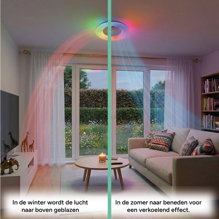 LED's Light Plafondlamp met ventilator RGB - 39W 3300lm 2700K/6500K/RGB - Ø485mm IP20 - Dimbaar Plafondventilatoren led.gl