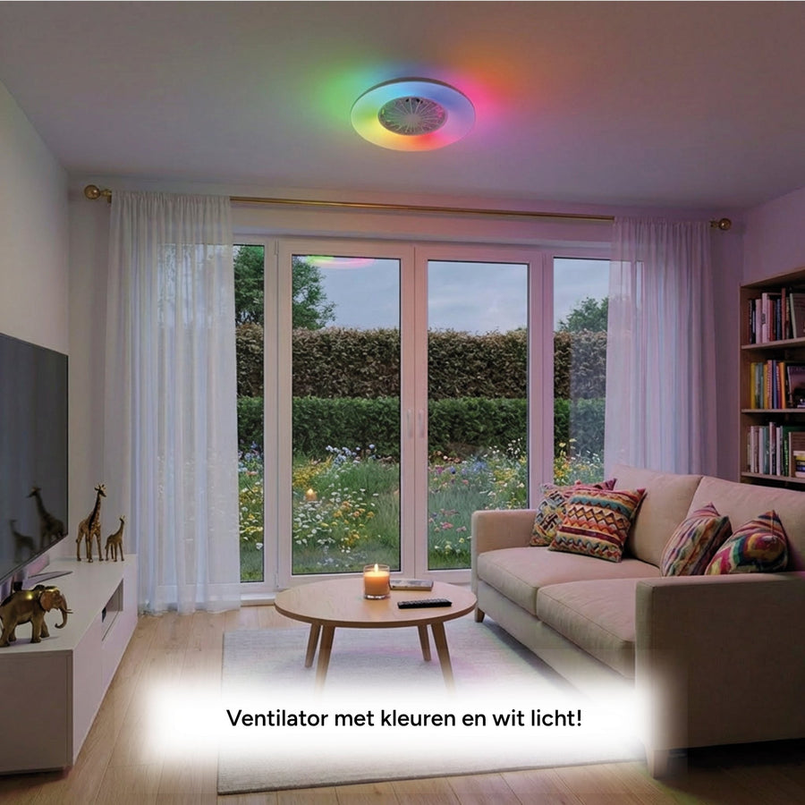 LED's Light Plafondlamp met ventilator RGB - 39W 3300lm 2700K/6500K/RGB - Ø485mm IP20 - Dimbaar Plafondventilatoren led.gl