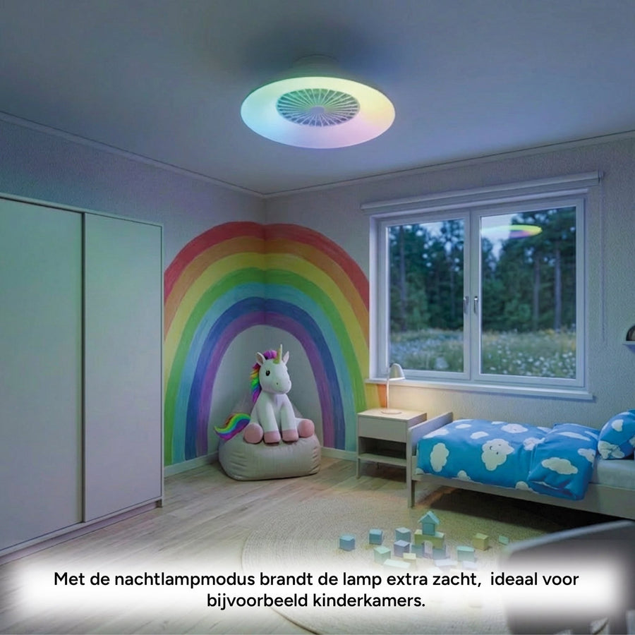LED's Light Plafondlamp met ventilator RGB - 39W 3300lm 2700K/6500K/RGB - Ø485mm IP20 - Dimbaar Plafondventilatoren led.gl