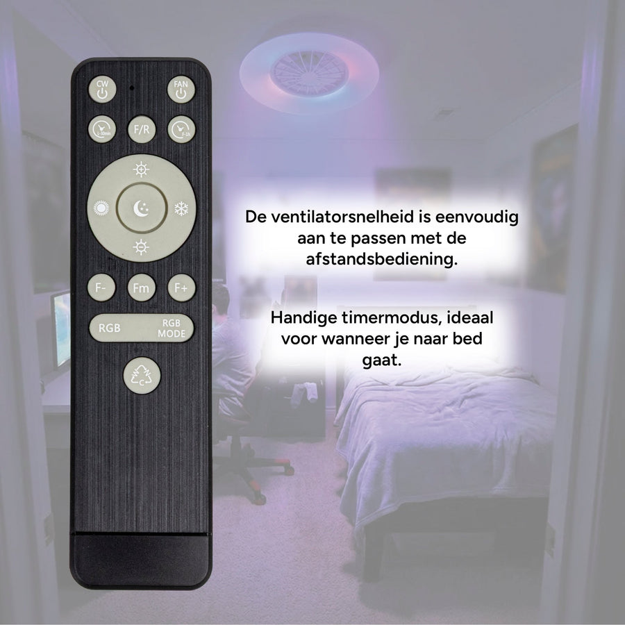 LED's Light Plafondlamp met ventilator RGB - 39W 3300lm 2700K/6500K/RGB - Ø485mm IP20 - Dimbaar Plafondventilatoren led.gl