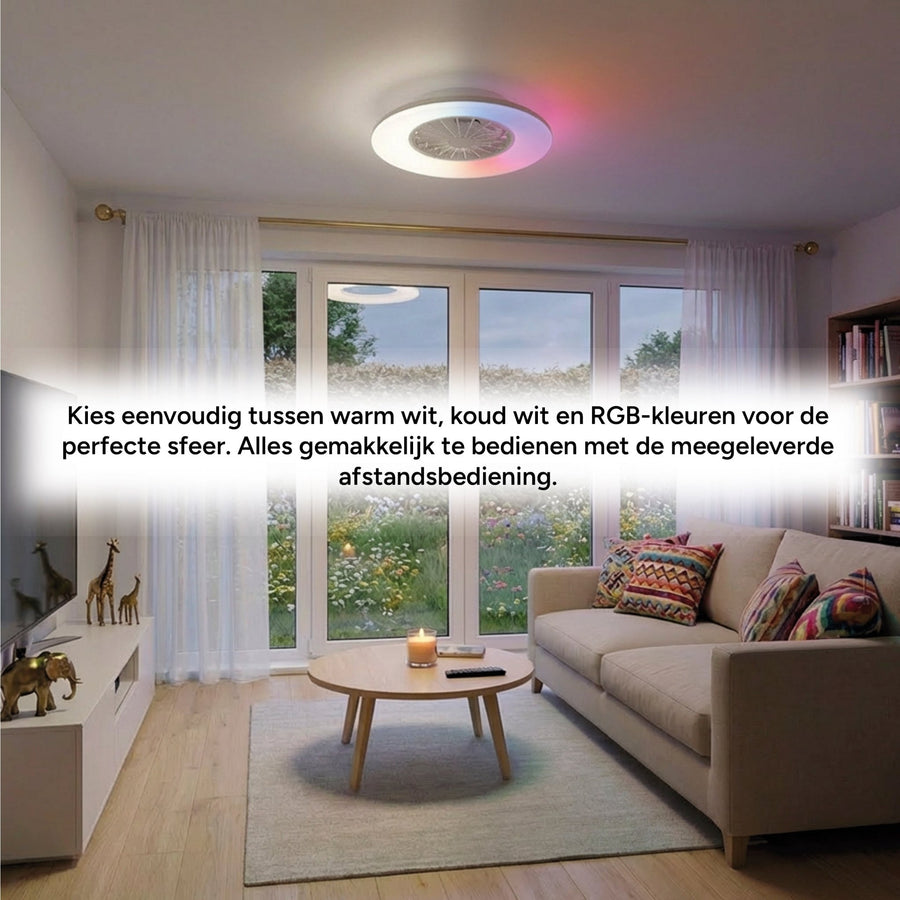 LED's Light Plafondlamp met ventilator RGB - 39W 3300lm 2700K/6500K/RGB - Ø485mm IP20 - Dimbaar Plafondventilatoren led.gl