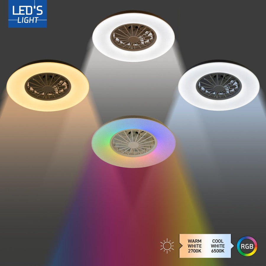 LED's Light Plafondlamp met ventilator RGB - 39W 3300lm 2700K/6500K/RGB - Ø485mm IP20 - Dimbaar Plafondventilatoren led.gl