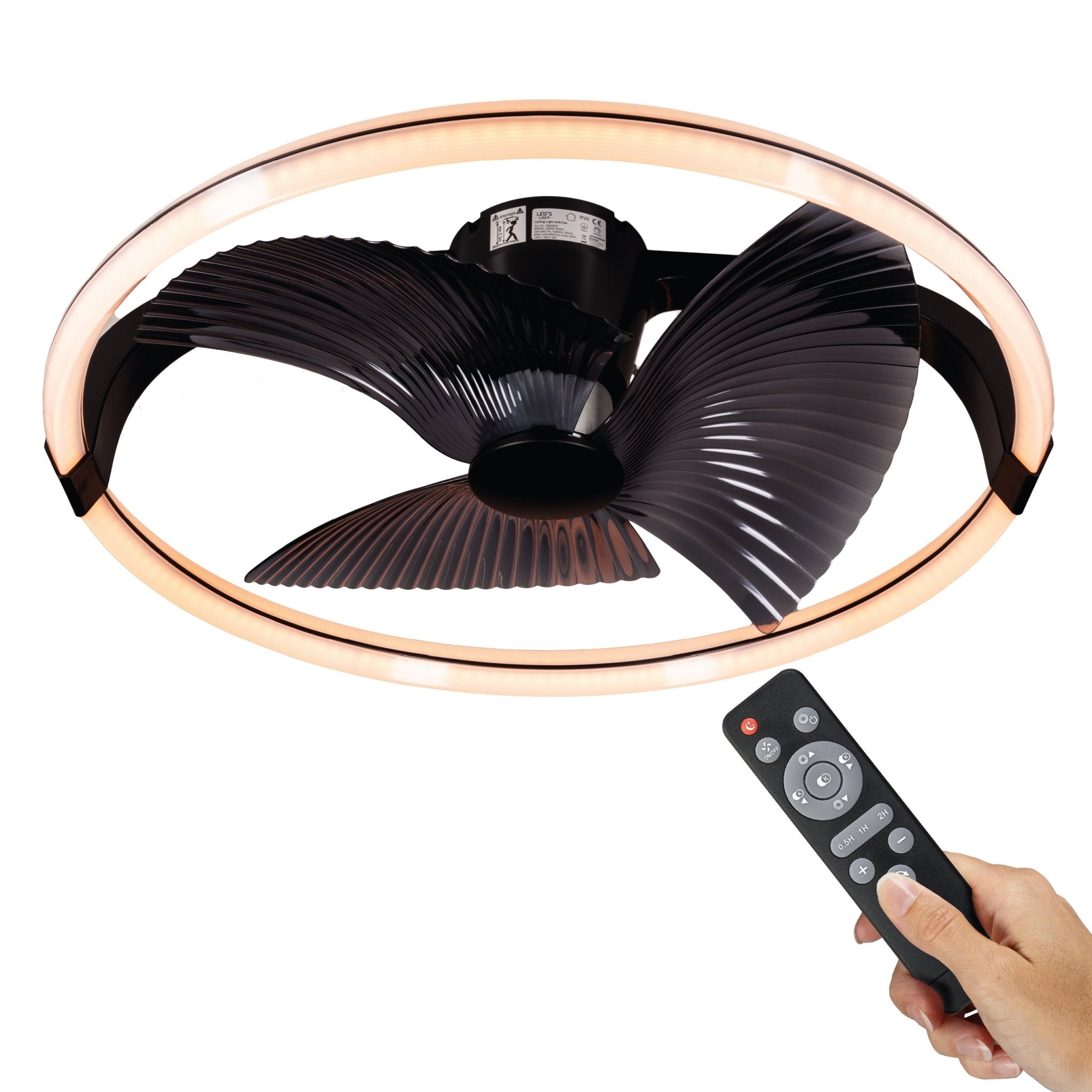 LED's Light Plafondventilator XL 74 cm - Bedienbaar met afstandsbediening - Zwart Plafondventilatoren led.gl