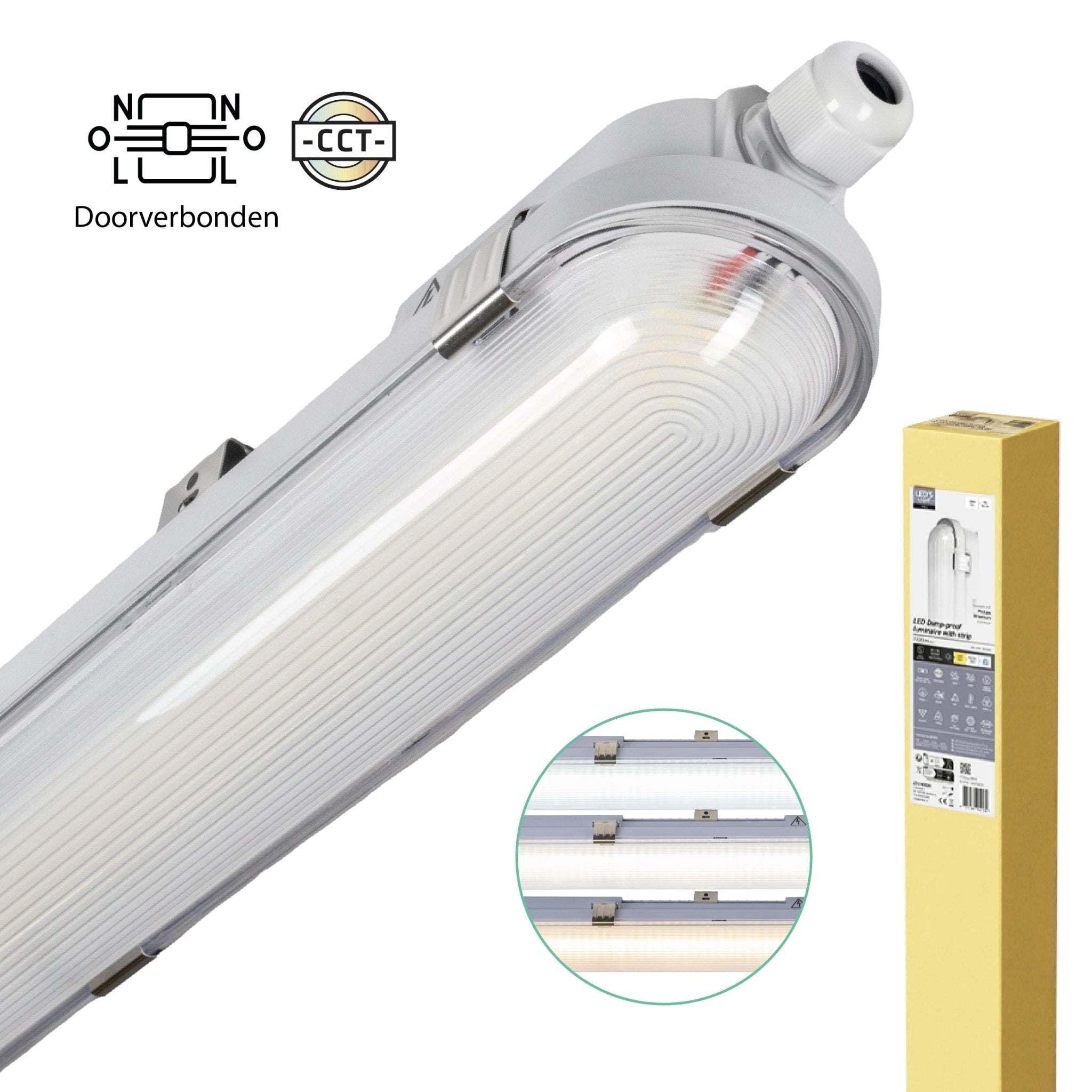 LED's Light pro Koppelbaar CCT/Power select TL armatuur met Strip - 180lm/w 39W 150cm 7020lm 3000K/4000K/6500K - IP65 IK08 TL verlichting led.gl