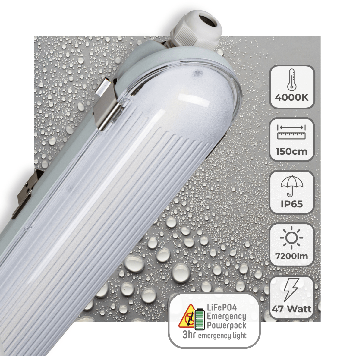 LED's Light PRO Philips LED TL armatuur 150 cm - Met noodaccu - 185lm/w - Energielabel B - 47W 7200lm 4000K led.gl