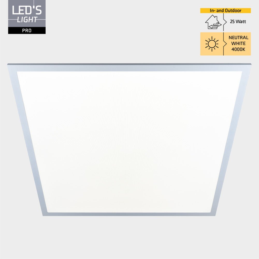 LED's Light Pro Paneel - 180lm/w - 25W 4500lm 4000K UGR<19 - 620x620mm - Lifud-driver - Wit - Duitse maat Panelen led.gl