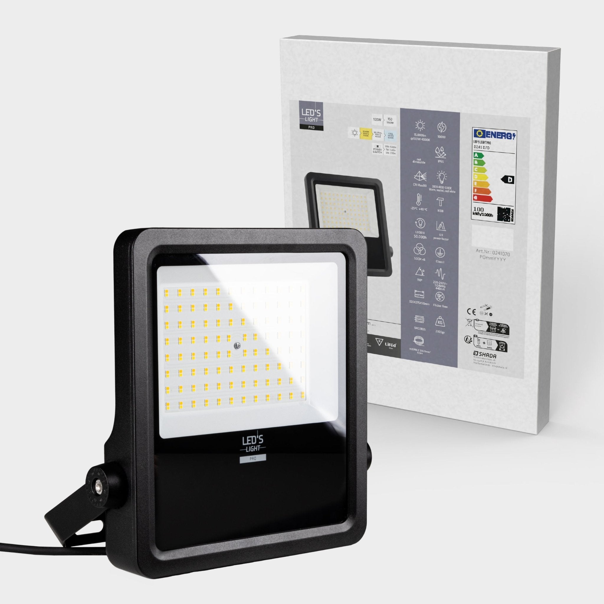 LED's Light Pro Premium Floodlight 12750lm - CCT schakelbaar - Powerselect - 6 lichtstanden - Water en roestbestendig - 100W Schijnwerpers led.gl