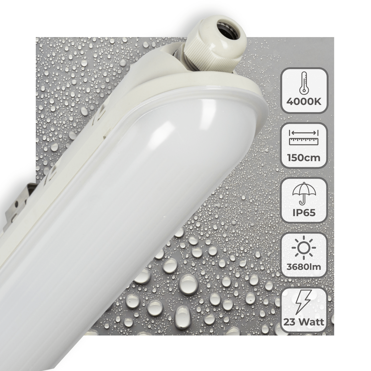LED's Light Pro Premium LED TL armatuur compleet 150 cm - Waterdicht IP65 - 23W -3680lm - 4000K - 160lm/w - D mark TL verlichting led.gl