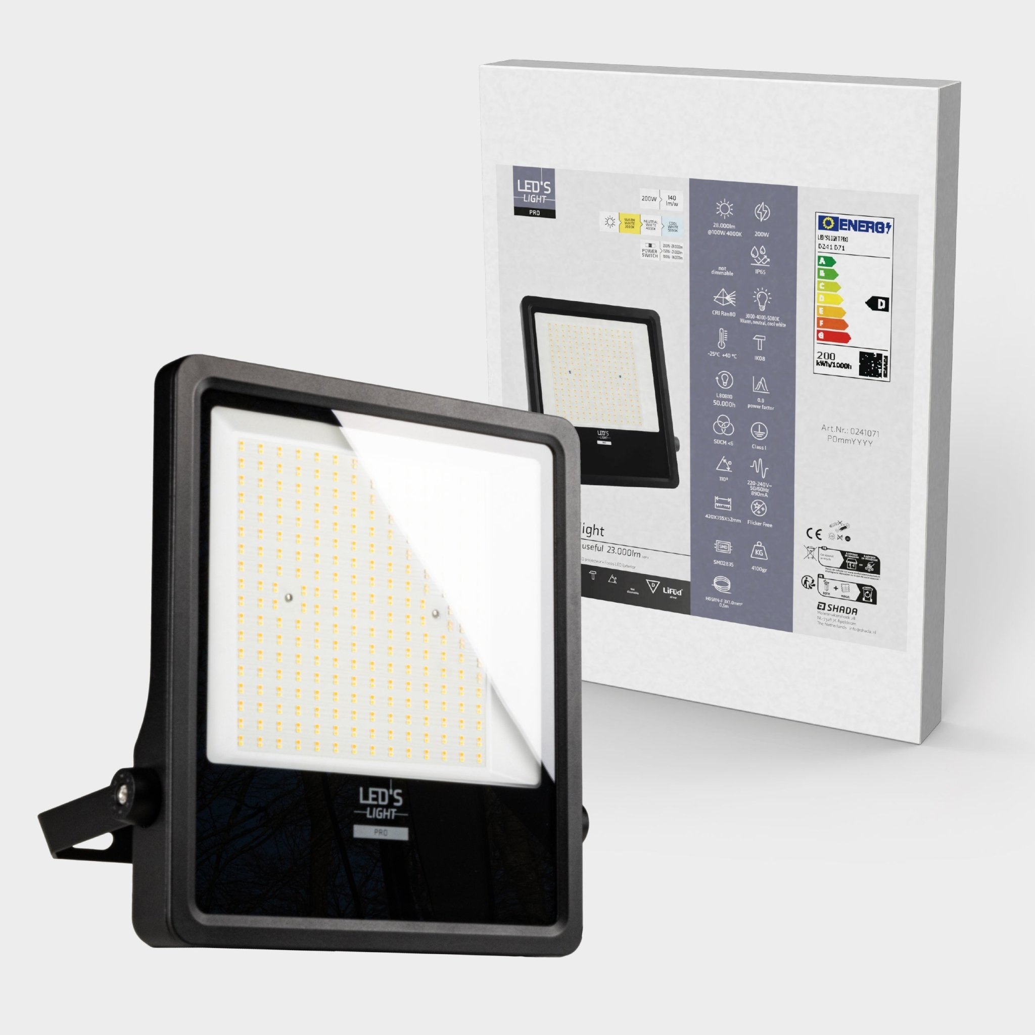 LED's Light Pro Premium Schijnwerper 25500lm - CCT - Powerselect - 6 lichtstanden - Water en roestbestendig - 200W Schijnwerpers led.gl