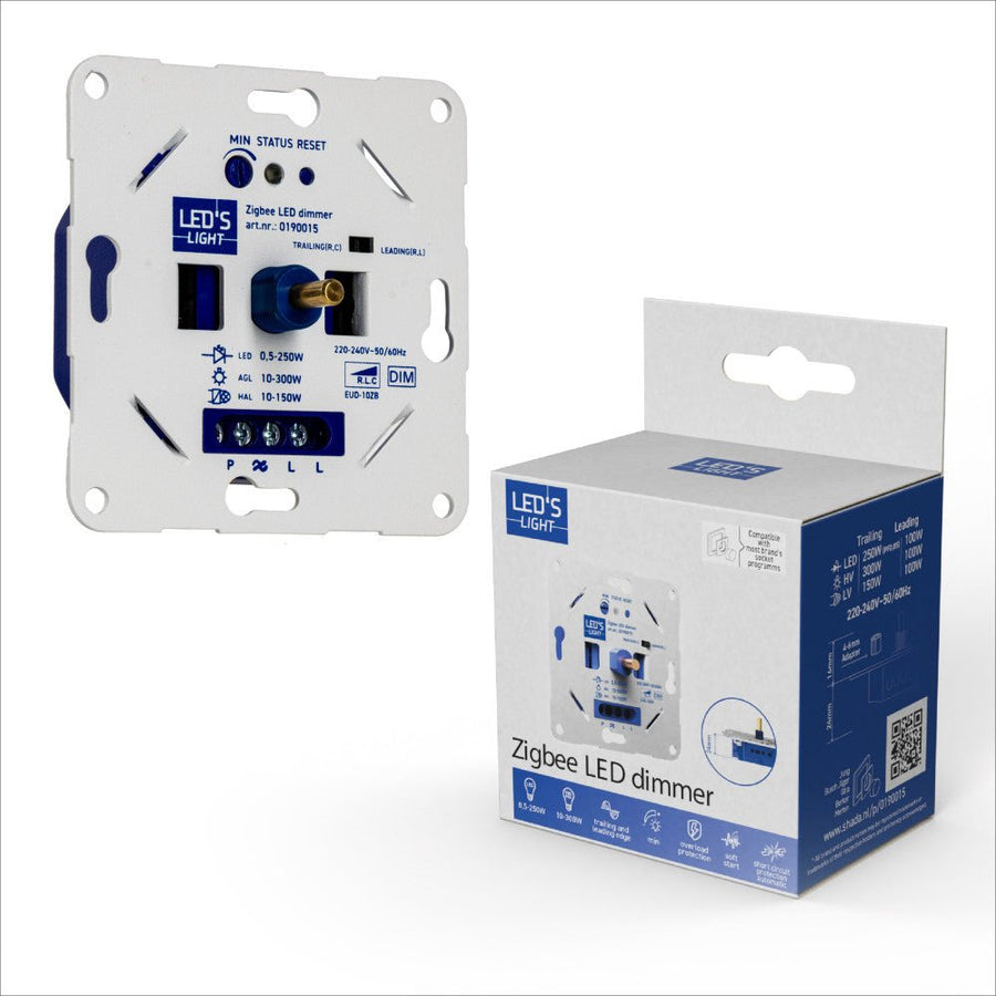 LED's Light Smart Zigbee LED dimmer - 300 watt - Geschikt voor fase afsnijding (trailing edge) & fase aansnijding (leading edge) - Inbouw dimmer - Universeel Dimmers led.gl