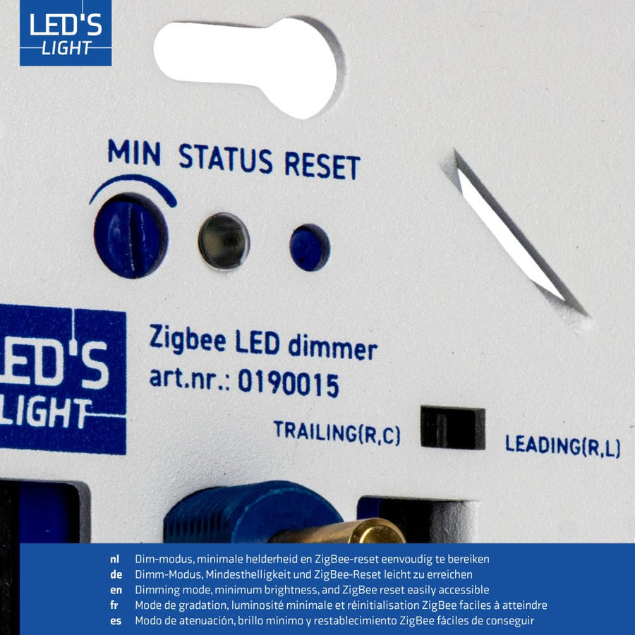 LED's Light Smart Zigbee LED dimmer - 300 watt - Geschikt voor fase afsnijding (trailing edge) & fase aansnijding (leading edge) - Inbouw dimmer - Universeel Dimmers led.gl