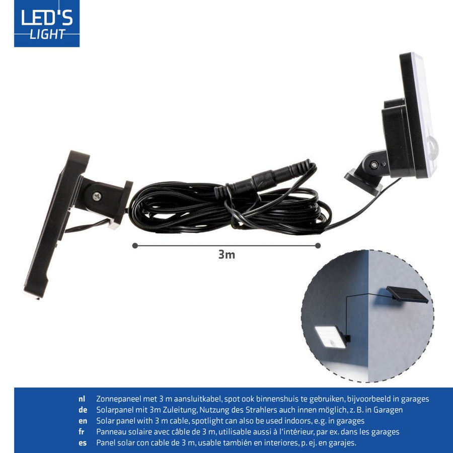 LED's Light Solar buitenlamp met sensor en zonnepaneel - 500lm 4000K - Zwart - IP65 Schijnwerpers led.gl