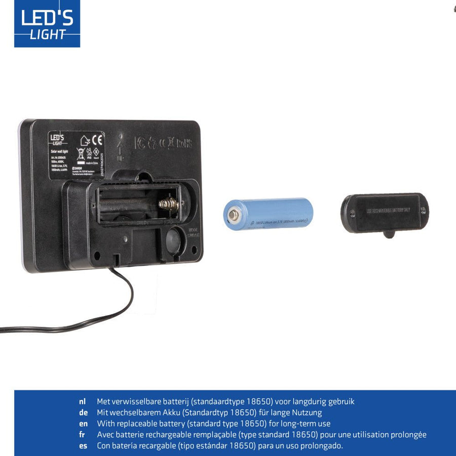 LED's Light Solar buitenlamp met sensor en zonnepaneel - 500lm 4000K - Zwart - IP65 Schijnwerpers led.gl
