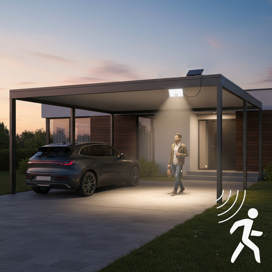 LED's Light Solar buitenlamp met sensor en zonnepaneel - 500lm 4000K - Zwart - IP65 Schijnwerpers led.gl